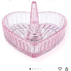 Heart-Shaped Pink Glass Ring Holder/NWT